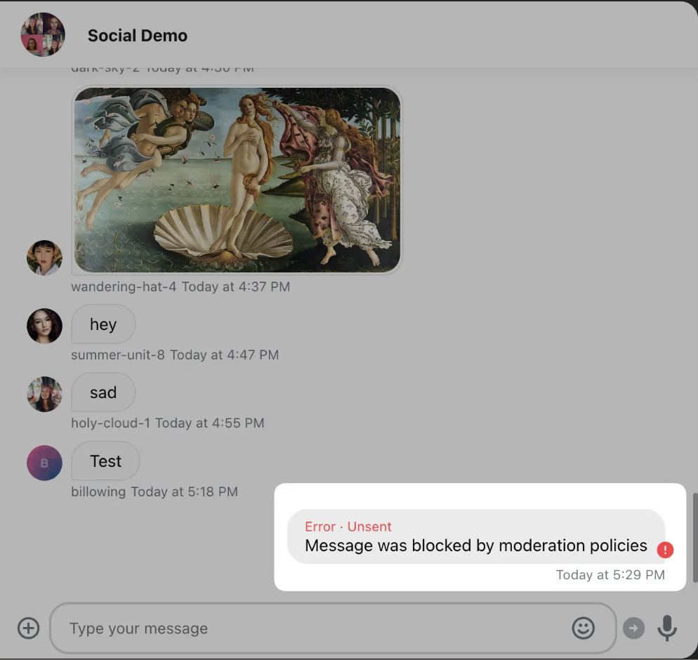 An example of reactive moderation