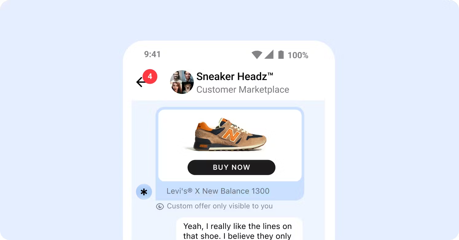 Example of live shopping in an app