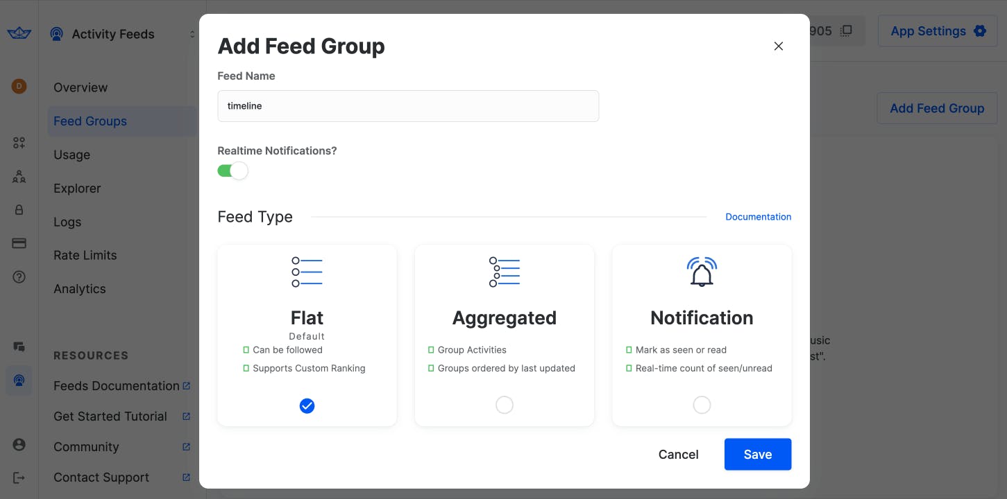 Adding a feed group