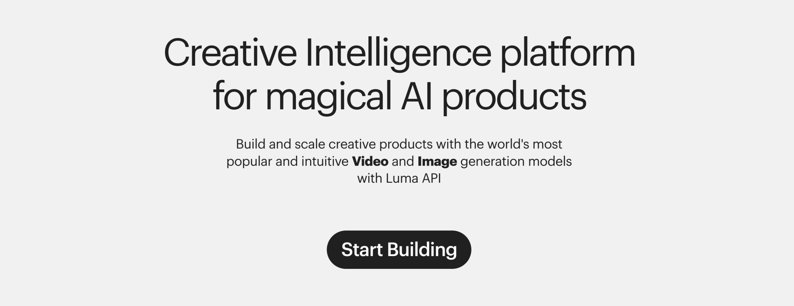 Dream Machine API landing page