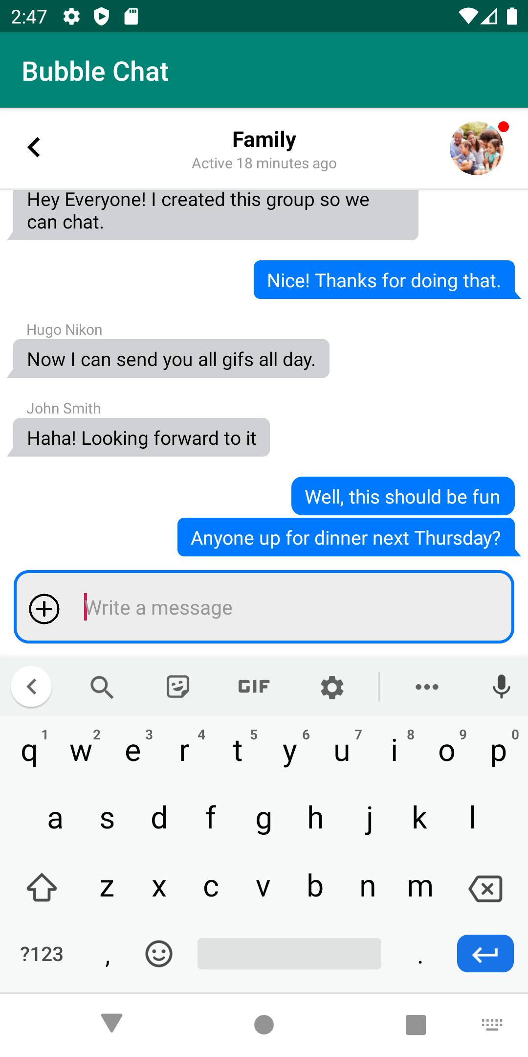 Example of iOS Style Chat Bubbles on Android