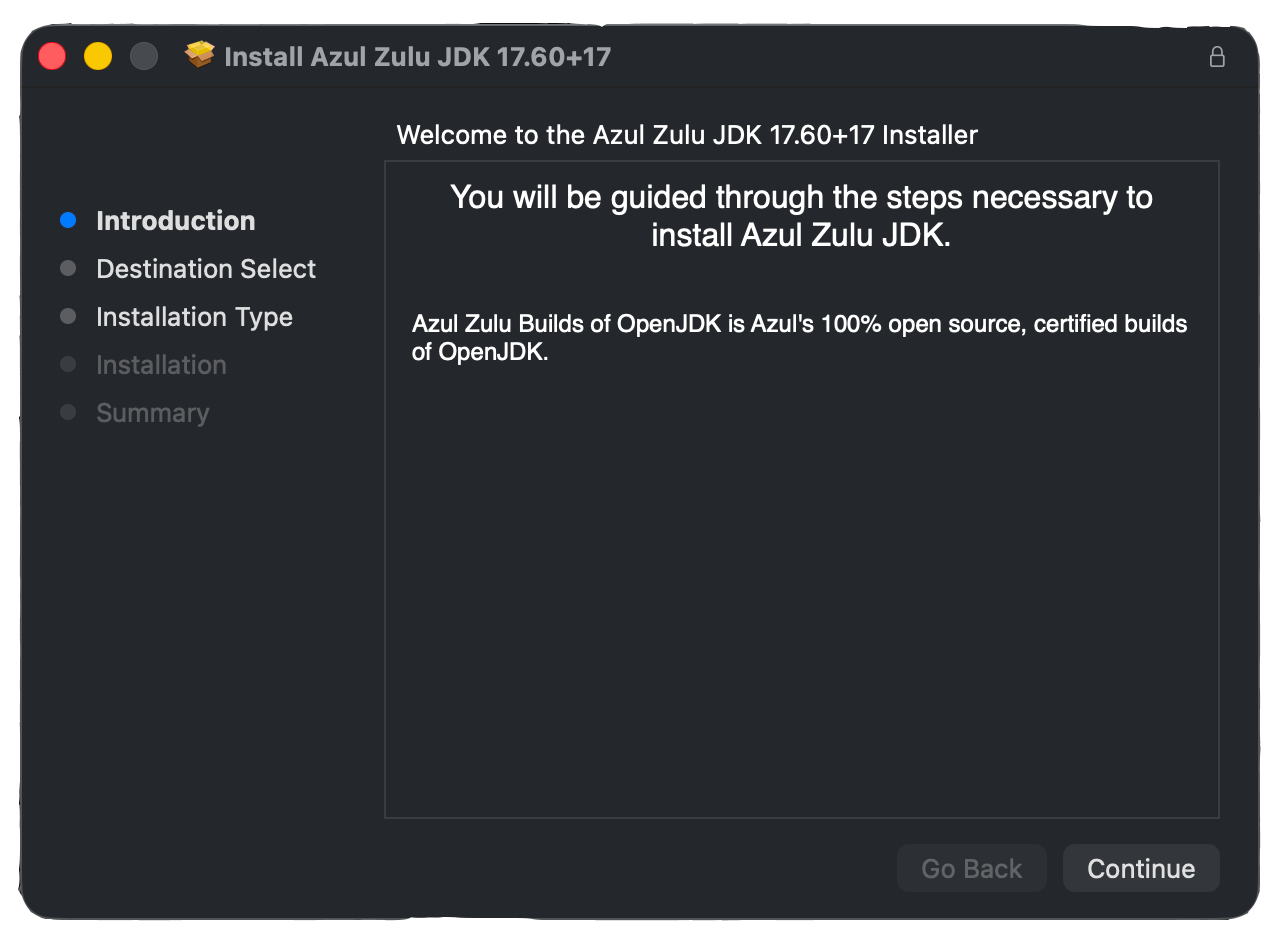 Zulu SDK installation