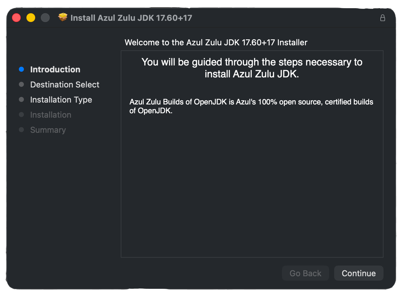 Zulu SDK installation