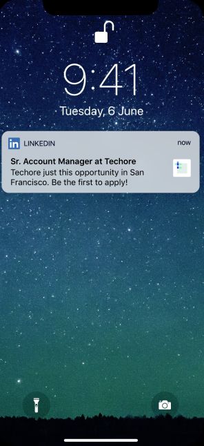 A push alert on the lock screen of a mobile device