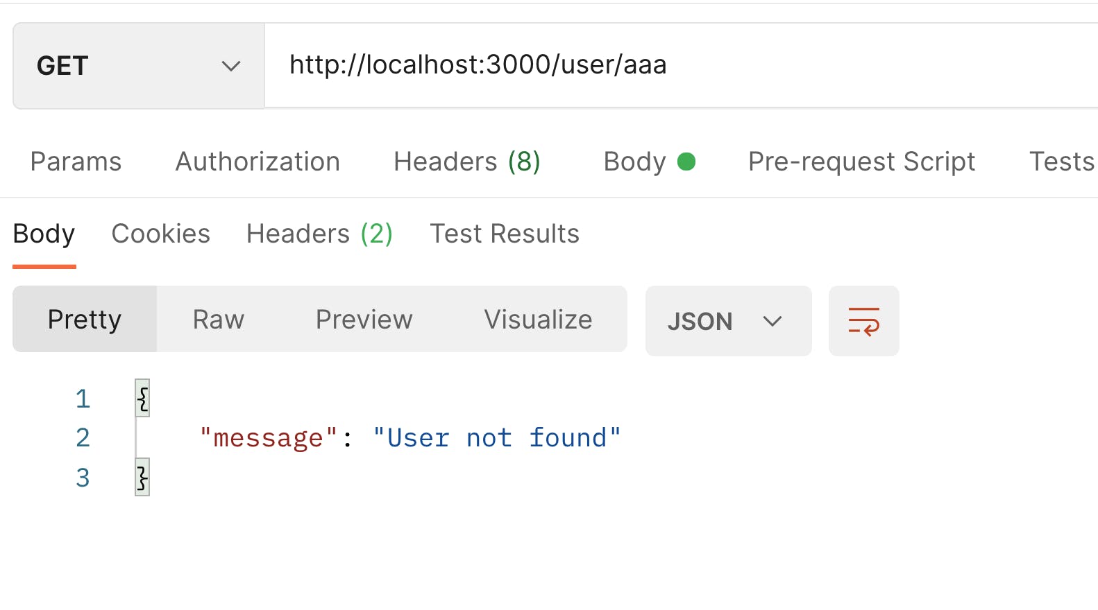 User not found in json