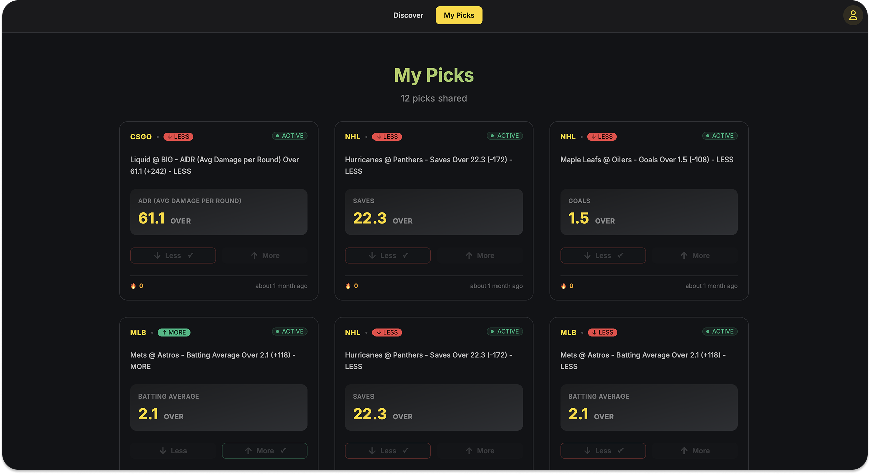 Trending picks timeline feed