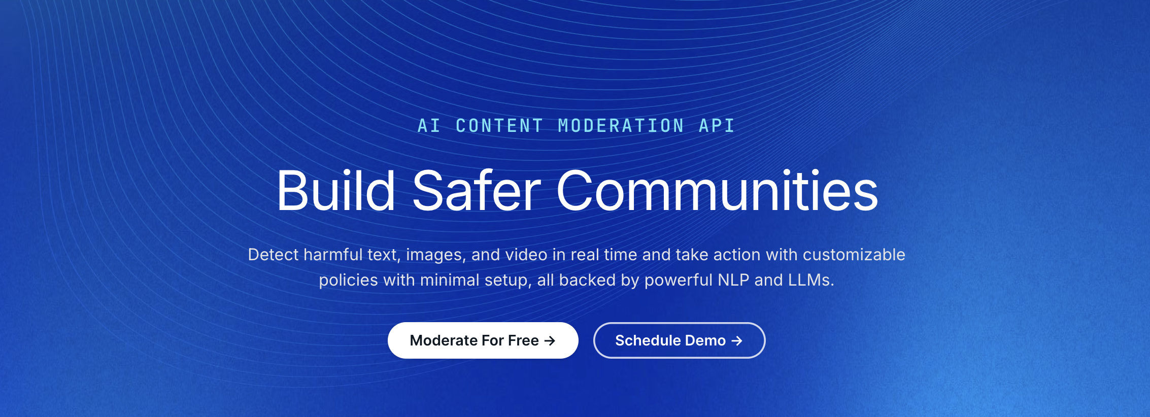Stream AI Content Moderation landing page