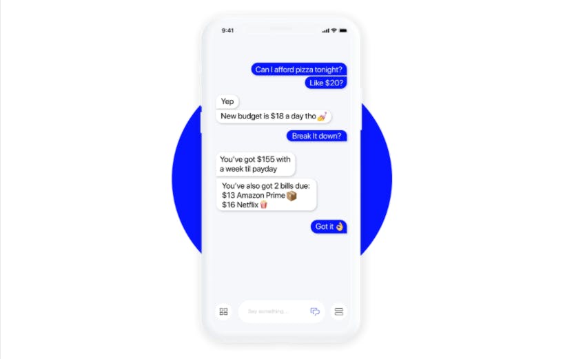screenshot of a mobile chat conversation with the fintech chatbot Cleo