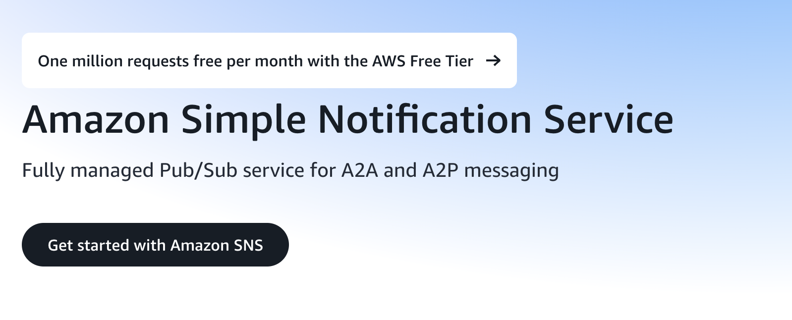 Amazon SNS (Simple Notification Service) landing page