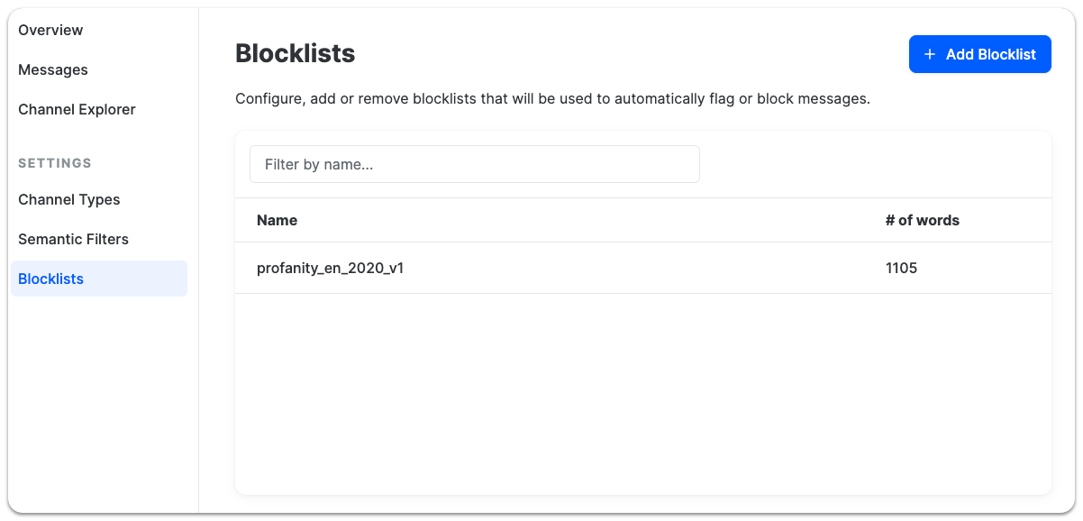 Overview of the Blocklists
in AutoMod