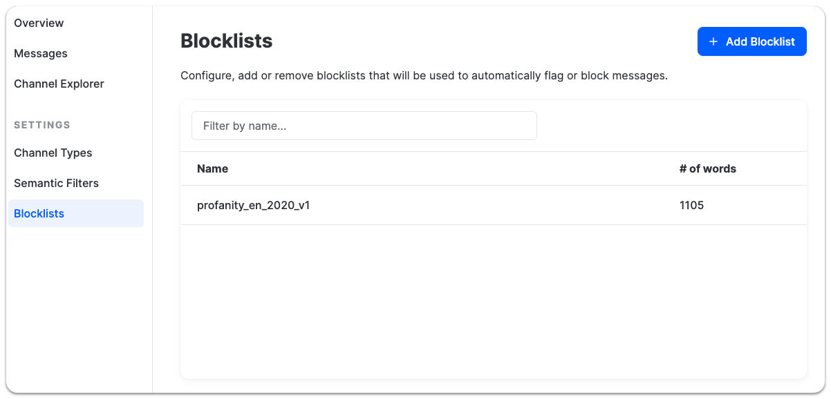 Overview of the Blocklists
in AutoMod