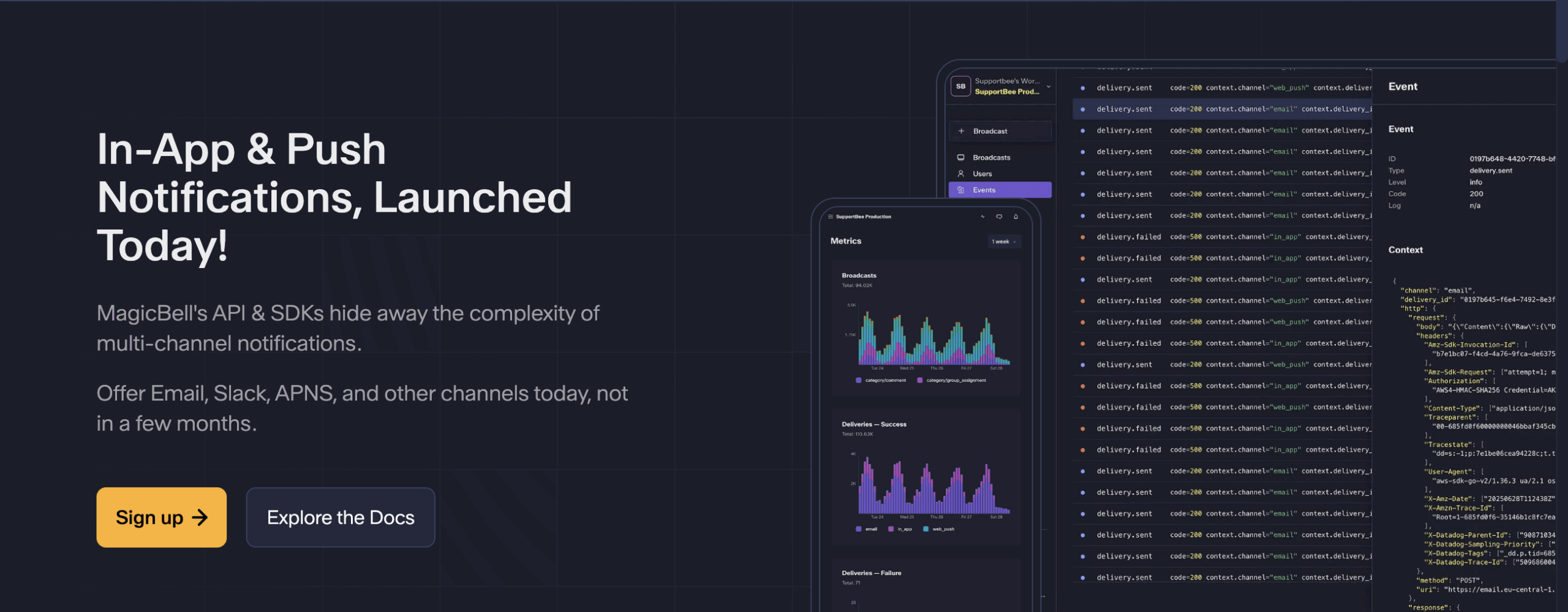 MagicBell landing page