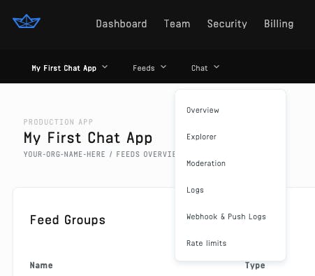 Chat related pages on the dashboard