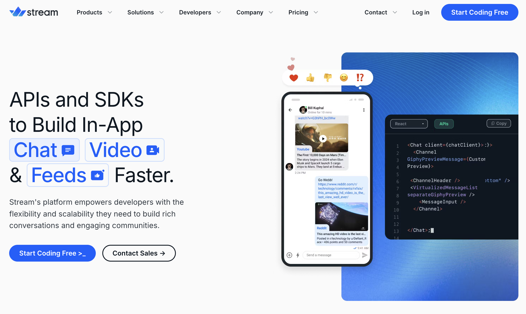 Stream website homepage