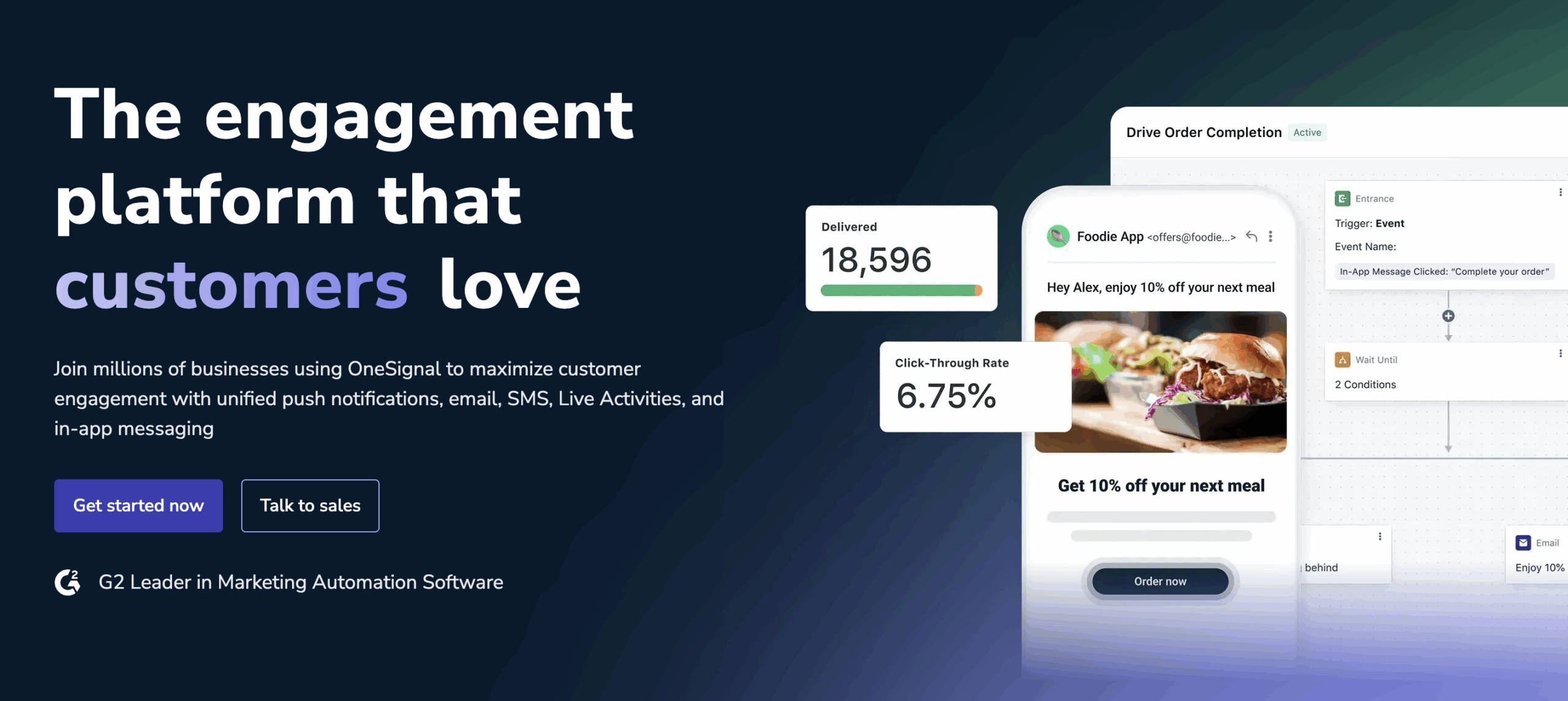 OneSignal notification tool landing page