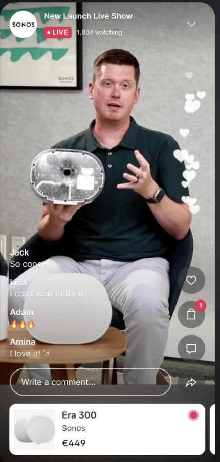 Creator demonstrating Solos speaker live